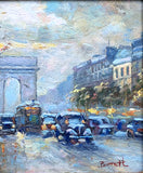 Vintage French Impressionist School Oil on Panel - Busy Parisian Boulevard SOLD