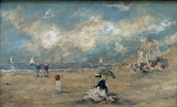 Antique Oil on Panel of a Beach Scene French School SOLD