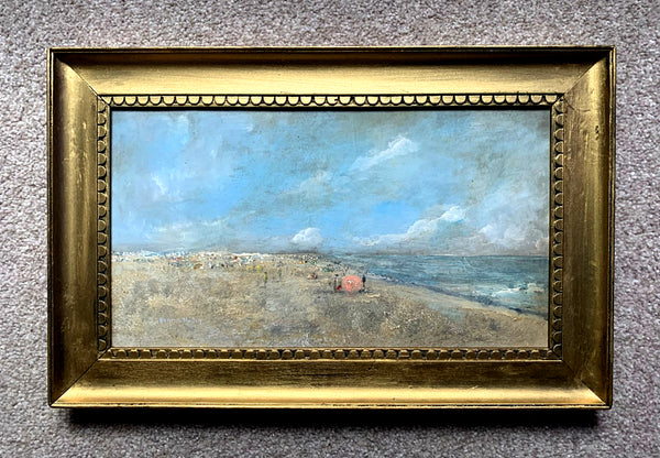 Elegant Vintage French Impressionist Oil on Panel - Extensive Beach Scene SOLD