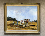 Fine Vintage English Impressionist Oil on Board - The Ploughing Team SOLD