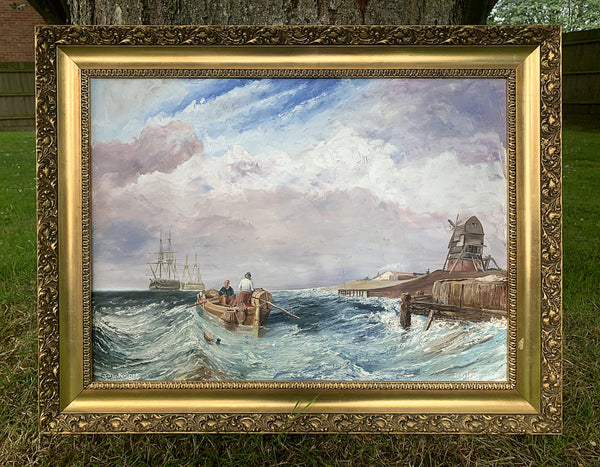 Superb Vintage Marine Oil on Canvas - Choppy Seas, The East Coast by Ivan C Rodger Sold