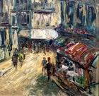 A Stunning Vintage 1950's Post Impressionist Oil on Canvas Board - Busy Street Scene SOLD