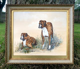 Fabulous Vintage Early C20th Watercolour of a Pair of Boxer Dogs SOLD