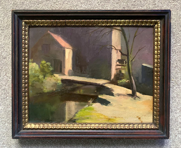 Early C20th Antique French School Oil on Board - Perron 1926 - Cottage by a Stream SOLD