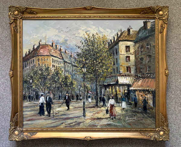 Beautiful Vintage Mid C20th French Impressionist Oil on Canvas - Parisian Boulevard SOLD