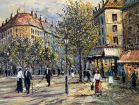 Beautiful Vintage Mid C20th French Impressionist Oil on Canvas - Parisian Boulevard SOLD