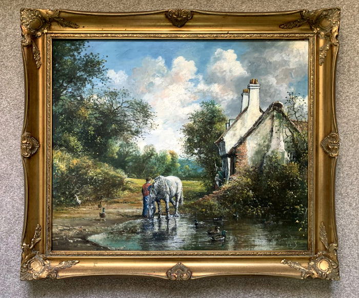 Superb Vintage English School Oil on Board - 
