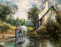 Superb Vintage English School Oil on Board - " The Duck Pond " Brian Connold 1993 SOLD