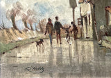Fine Vintage East Anglian School Oil on Board - Wet Day in Norfolk - Roy Hodds SOLD