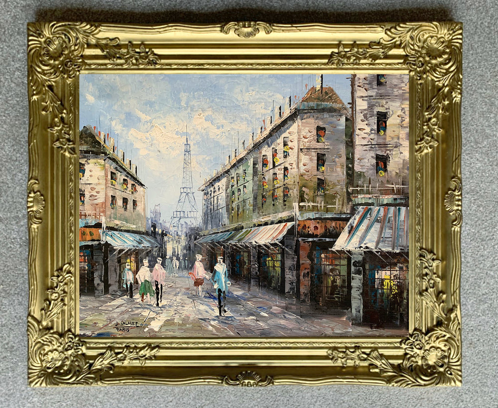 Excellent Vintage Mid C20th Impressionist Oil on Canvas - Parisian Scene - J. Salabet SOLD