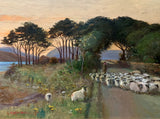 Excellent Early C20th Edwardian Oil on Canvas - Sheep Driven in a Lakeland Landscape 1911 SOLD