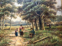 Superb C19th Dutch School Oil on Canvas by Hendrik Barend Koekkoek (1849-1909) - Wood Gatherers SOLD