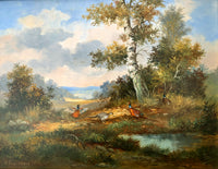 Fine Vintage English School Oil on Panel - Pheasants in a Landscape SOLD