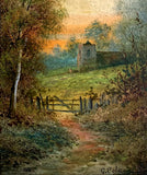 Fine Edwardian English School Oil on Board - Rural Landscape & Church - G.Cole (British)SOLD