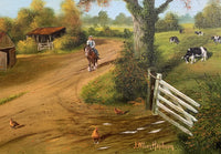 Delightful Vintage Oil on Canvas - On the Farm - J.Wilson Hepburn SOLD