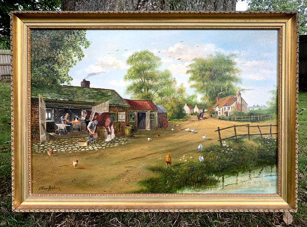 Beautiful Vintage Oil on Canvas - The Village Forge - J.Wilson Hepburn SOLD