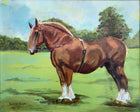 Fine Vintage Early C20th Oil on Board Portrait of a Suffolk Punch 1946 SOLD