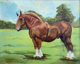 Fine Vintage Early C20th Oil on Board Portrait of a Suffolk Punch 1946 SOLD