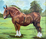 Fine Vintage Early C20th Oil on Board Portrait of a Suffolk Punch 1946 SOLD
