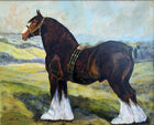 Fine Vintage Early C20th Oil on Board Portrait of a Heavy Horse 1946 SOLD