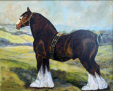 Fine Vintage Early C20th Oil on Board Portrait of a Heavy Horse 1946 SOLD