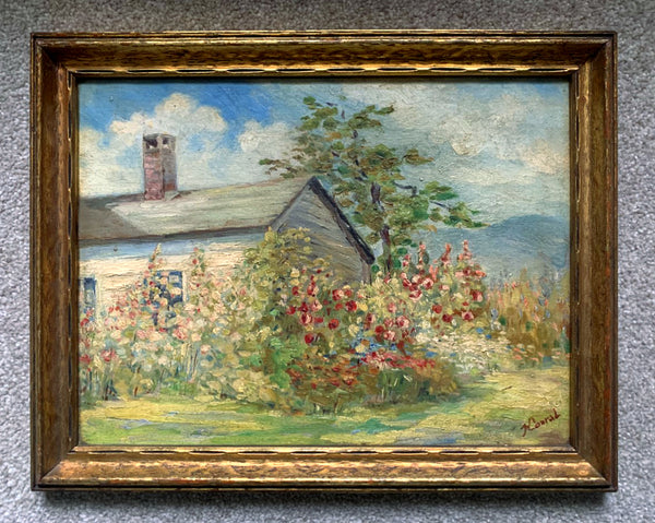 Exquisite Early C20th Oil on Board- Cottage in North Egremont, Massachusetts 1932 SOLD