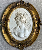 Fabulous Large Vintage Oval Rococo Framed Neoclassical Marble Relief Plaque SOLD