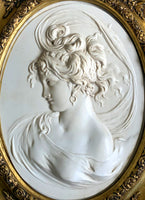 Fabulous Large Vintage Oval Rococo Framed Neoclassical Marble Relief Plaque SOLD