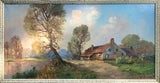 Exquisite Large Vintage English School Oil on Canvas - Rural Cottage SOLD