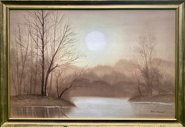 Fine Vintage English School Oil on Canvas Board - Woodland Landscape by David Pearson SOLD "Twilight"