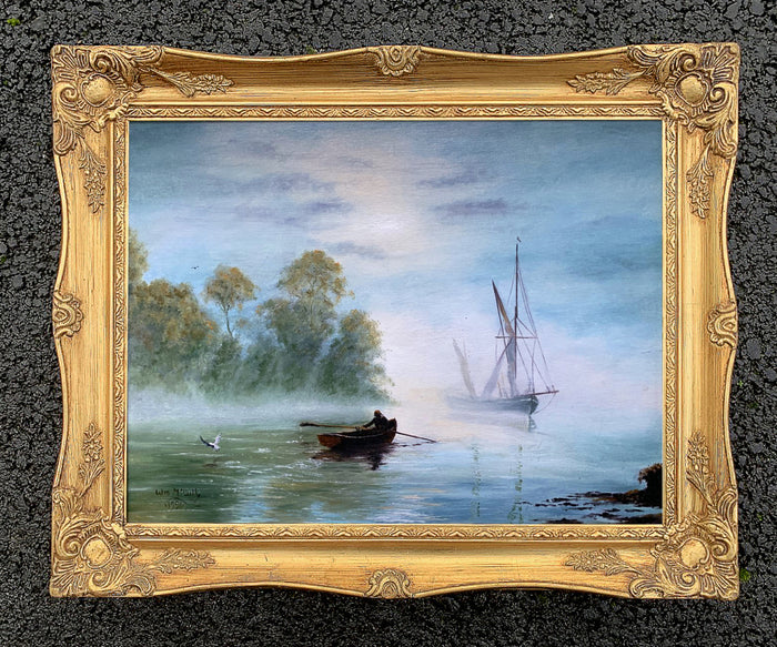 Superb Vintage English School Oil on Canvas Board - 
