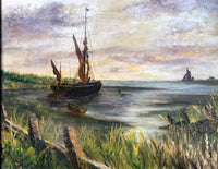 Fine Vintage Early C20th Oil on Board - Wherry on the Deben SOLD