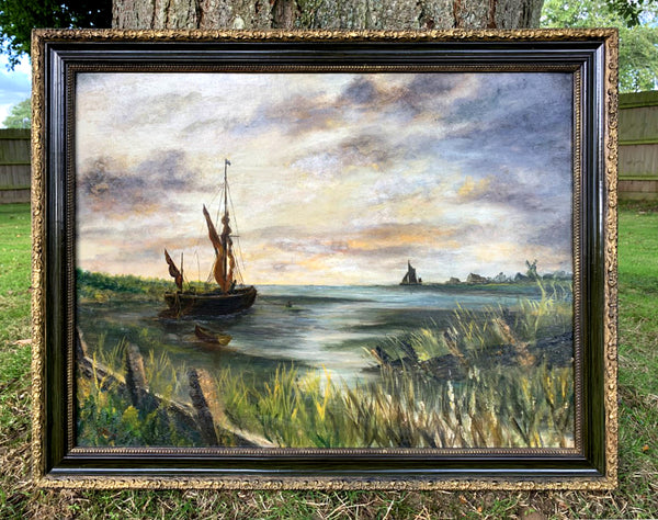 Fine Vintage Early C20th Oil on Board - Wherry on the Deben SOLD