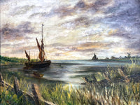 Fine Vintage Early C20th Oil on Board - Wherry on the Deben SOLD