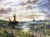 Fine Vintage Early C20th Oil on Board - Wherry on the Deben SOLD