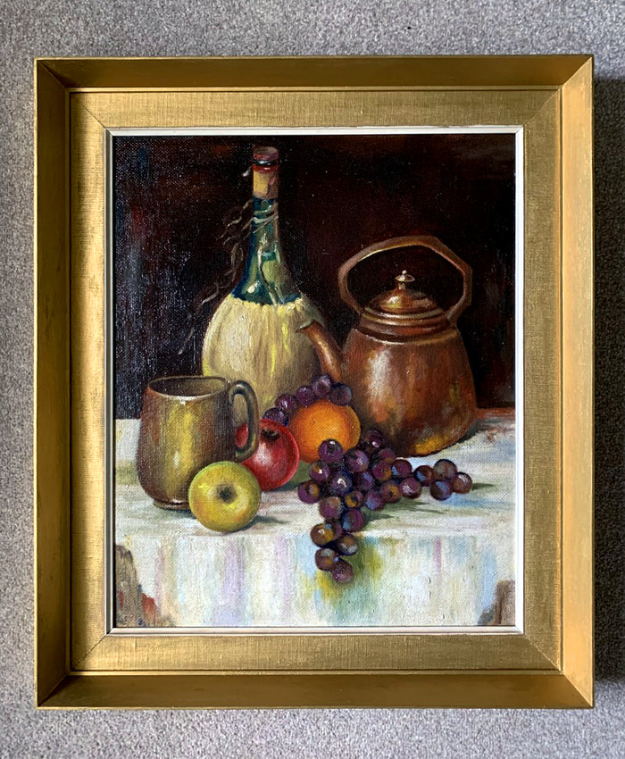 Delightful Vintage Mid C20th Still Life Oil on Canvas Board 1963 SOLD