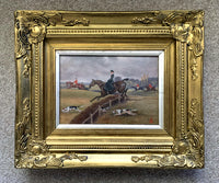 Superb C19th Victorian Oil Pastel Painting "Over the Fence" Hunting Scene SOLD