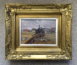 Superb C19th Victorian Oil Pastel Painting "Over the Fence" Hunting Scene SOLD