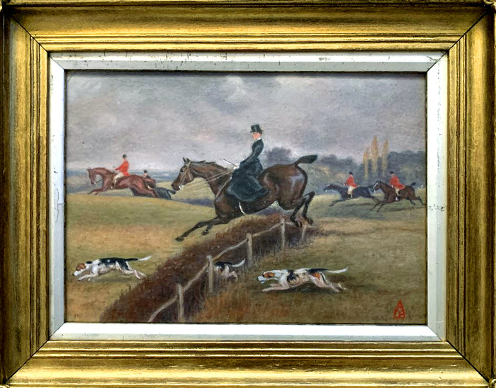 Superb C19th Victorian Oil Pastel Painting 