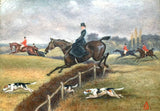 Superb C19th Victorian Oil Pastel Painting "Over the Fence" Hunting Scene SOLD