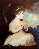 Excellent Large Vintage Oil on Canvas Portrait of a Young Girl after the original by Joshua Reynolds