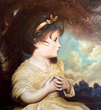 Excellent Large Vintage Oil on Canvas Portrait of a Young Girl after the original by Joshua Reynolds