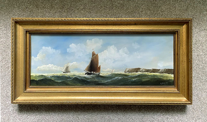 Fine Vintage Early C20th Maritime Oil on Board - 