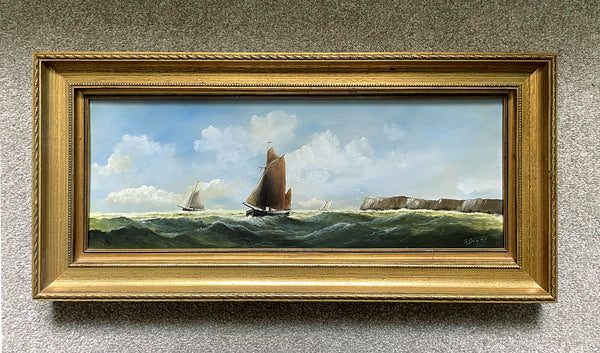 Fine Vintage Early C20th Maritime Oil on Board - "Shipping in a Squall" J.Ducer SOLD