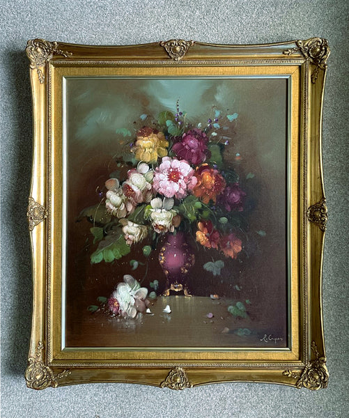 Exquisite Large Vintage Dutch School Still Life Floral Oil on Canvas - R.Caspers SOLD