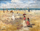 Beautiful Early C20th Antique French Impressionist Oil on Panel - At the Beach SOLD