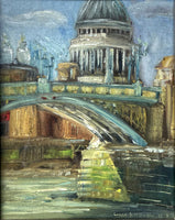 Fine Vintage Oil on Linen Board - Southwark Bridge - Linda Matthews