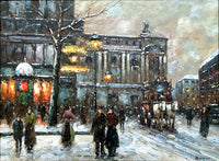 Superb Vintage Mid C20th Oil on Canvas Board - Winter in Paris - Victor Boyer SOLD