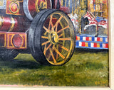 Fabulous Early C20th Vintage Oil on Canvas - Steam Engine at the Fairground SOLD