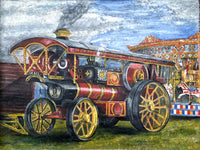 Fabulous Early C20th Vintage Oil on Canvas - Steam Engine at the Fairground SOLD